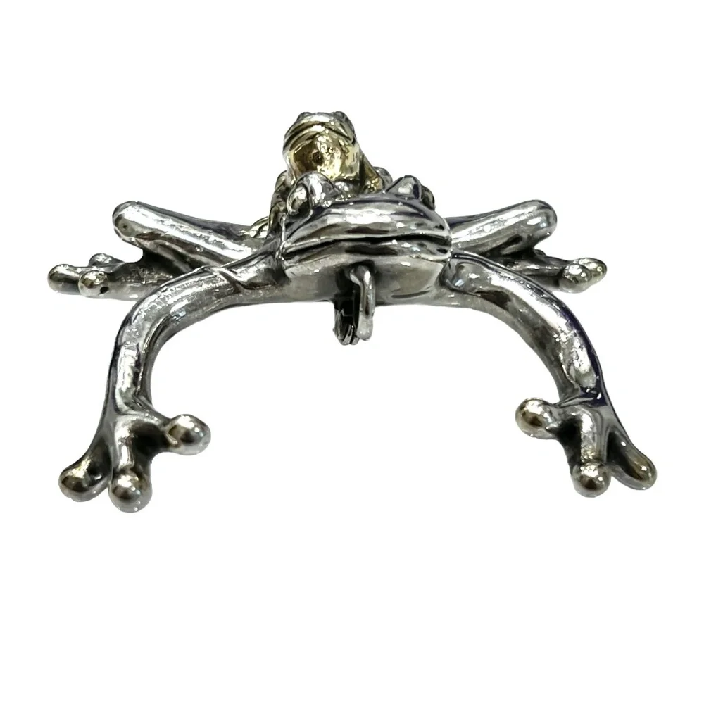 VINTAGE STERLING SILVER LEAP FROG BROOCH SMALL & BIG FROG